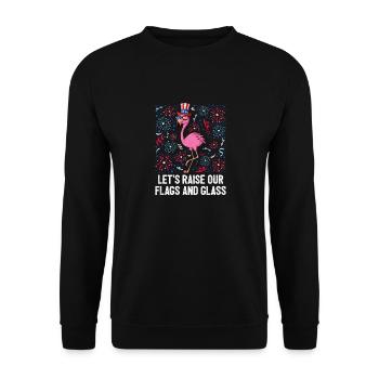 4th Of July Let's Raise Our Flags And Glass USA - Unisex Sweatshirt - black - Front - Alina (178cm) & Michal (187cm)