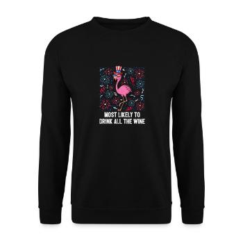 4th Of July Likely To Drink Wine American Flag - Unisex Sweatshirt - black - Front - Alina (178cm) & Michal (187cm)