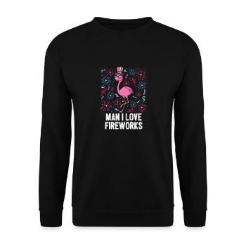 4 juillet Man I Love Fireworks Drapeau américain - Sweat-shirt Unisexe - noir - Devant - Alina (178cm) & Michal (187cm)