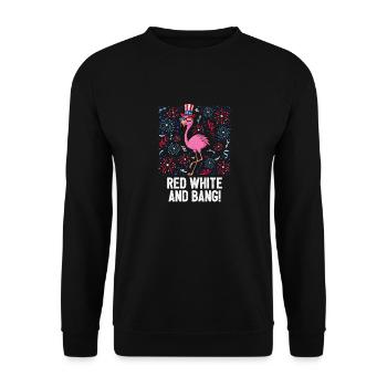4th Of July Red White And Bang USA Flag Flamingo - Unisex Pullover - Schwarz - Vorne - Alina (178cm) & Michal (187cm)