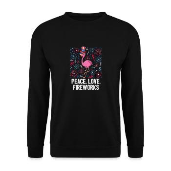 4th Of July Peace Love Fireworks USA Flag Freedom - Unisex Pullover - Schwarz - Vorne - Alina (178cm) & Michal (187cm)
