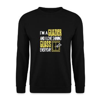 Je suis un vitrier et j’aime le verre brillant tous les jours - Sweat-shirt Unisexe - noir - Devant - Alina (178cm) & Michal (187cm)
