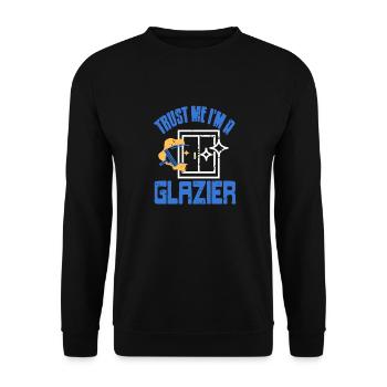 Trust Me I'm A Glazier Retro Funny Glass Worker - Unisex Sweatshirt - black - Front - Alina (178cm) & Michal (187cm)