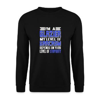 Je suis un vitrier Mon niveau de sarcasme dépend de drôle - Sweat-shirt Unisexe - noir - Devant - Alina (178cm) & Michal (187cm)