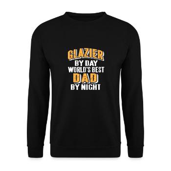 Glazier By Day World's Best DAD By Night Funny - Unisex Sweatshirt - black - Front - Alina (178cm) & Michal (187cm)