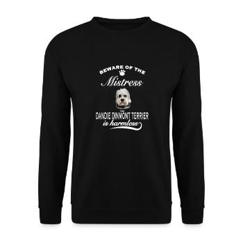Beware mistress, harmless Dandie Dinmont Terrier - Unisex Pullover - Schwarz - Vorne - Alina (178cm) & Michal (187cm)