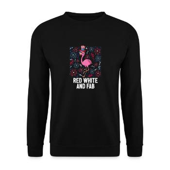 4th Of July Red White And Fab USA Flag Flamingo - Unisex Pullover - Schwarz - Vorne - Alina (178cm) & Michal (187cm)