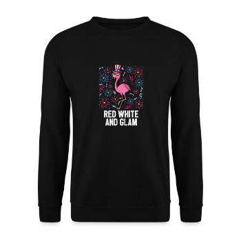 4th Of July Red White And Glam USA Flag Flamingo - Unisex Pullover - Schwarz - Vorne - Alina (178cm) & Michal (187cm)