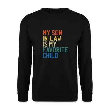 My Son-In-Law: The Favorite Child" Retro Vintage - Unisex Sweatshirt - black - Front - Alina (178cm) & Michal (187cm)