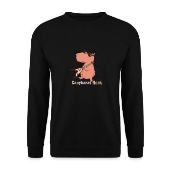 Capybaras Rock Capybara Rodent Mammal - Unisex Pullover - Schwarz - Vorne - Alina (178cm) & Michal (187cm)