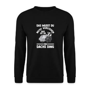 Tiermotiv Dachs - Unisex Pullover - Schwarz - Vorne - Alina (178cm) & Michal (187cm)