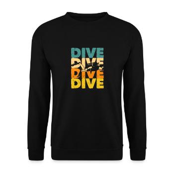 Diving Retro Vintage Diving Silhouette Ocean - Unisex Sweatshirt - black - Front - Alina (178cm) & Michal (187cm)