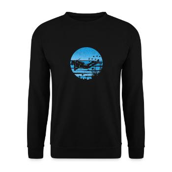 Retro Scuba Diver Silhouette Vintage Underwater - Unisex Sweatshirt - black - Front - Alina (178cm) & Michal (187cm)