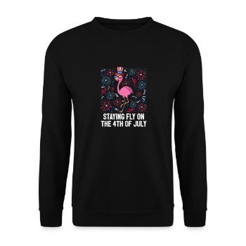 Staying Fly 4th Of July American Flag USA Flamingo - Unisex Pullover - Schwarz - Vorne - Alina (178cm) & Michal (187cm)