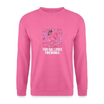 4th of July This Gal Loves Fireworks USA Flamingo - Sweat-shirt Unisexe - rose - Devant