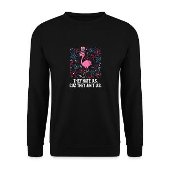 4th Of July They Hate US Cuz They Ain't US USA - Unisex Pullover - Schwarz - Vorne - Alina (178cm) & Michal (187cm)