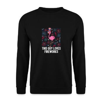 4th of July Ce gars aime les feux d’artifice USA Flamingo - Sweat-shirt Unisexe - noir - Devant - Alina (178cm) & Michal (187cm)