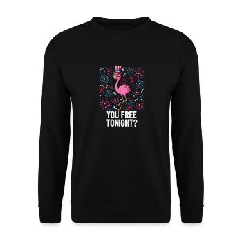 4th Of July You Free Tonight Flamingo American - Unisex Pullover - Schwarz - Vorne - Alina (178cm) & Michal (187cm)