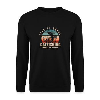 Catfish Fishing Catfish Anglers - Unisex Sweatshirt - black - Front - Alina (178cm) & Michal (187cm)