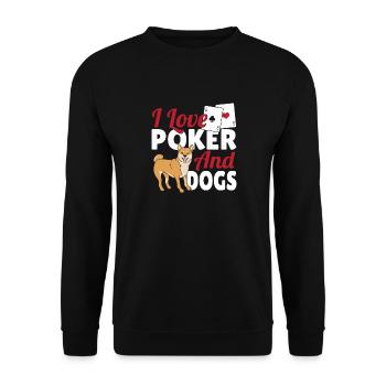 Game Card Texas Hold'em I Love Poker And Dogs - Unisex Sweatshirt - black - Front - Alina (178cm) & Michal (187cm)