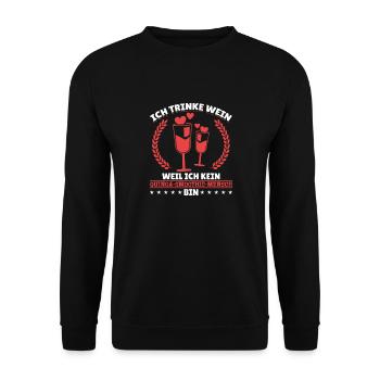Ich trinke Wein weil ich kein Smoothie Mensch bin - Unisex Pullover - Schwarz - Vorne - Alina (178cm) & Michal (187cm)