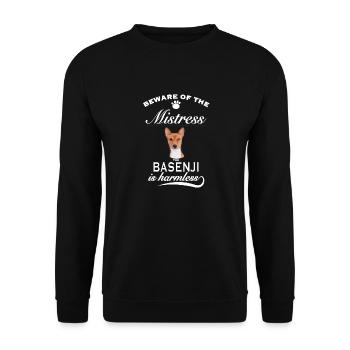 Beware of the mistress, harmless Basenji - Unisex Sweatshirt - black - Front - Alina (178cm) & Michal (187cm)