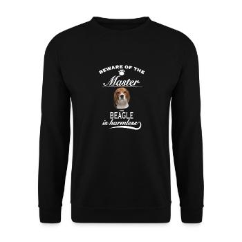 Beware of the master, harmless Beagle - Unisex Pullover - Schwarz - Vorne - Alina (178cm) & Michal (187cm)