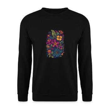 Floral Lila Exotische Blumen - Design - Unisex Pullover - Schwarz - Vorne - Alina (178cm) & Michal (187cm)