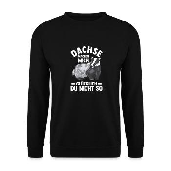 Tiermotiv Dachs - Unisex Pullover - Schwarz - Vorne - Alina (178cm) & Michal (187cm)