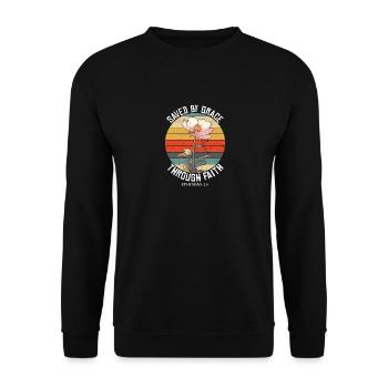 Saved By Grace Ephesians Scripture Bible Verses - Unisex Sweatshirt - black - Front - Alina (178cm) & Michal (187cm)