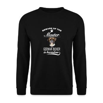 Beware of the master, harmless German Boxer - Unisex Pullover - Schwarz - Vorne - Alina (178cm) & Michal (187cm)
