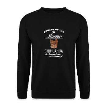 Beware of the master, harmless Chihuahua - Unisex Sweatshirt - black - Front - Alina (178cm) & Michal (187cm)