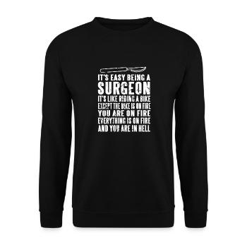 It's Easy Being A Surgeon Retro Funny Struggles - Unisex Pullover - Schwarz - Vorne - Alina (178cm) & Michal (187cm)