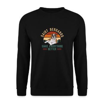Saint-Bernard Chien Saint-Bernard - Sweat-shirt Unisexe - noir - Devant - Alina (178cm) & Michal (187cm)