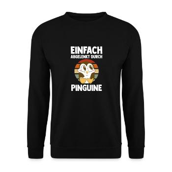 Tiermotiv Pinguin - Unisex Pullover - Schwarz - Vorne - Alina (178cm) & Michal (187cm)