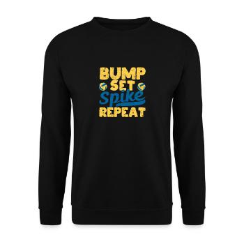 Bump Set Spike Repeat Funny Volleyball Liebhaber - Unisex Pullover - Schwarz - Vorne - Alina (178cm) & Michal (187cm)
