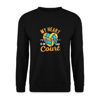 Mon cœur est sur le joueur de volleyball sur le terrain - Sweat-shirt Unisexe - noir - Devant - Alina (178cm) & Michal (187cm)