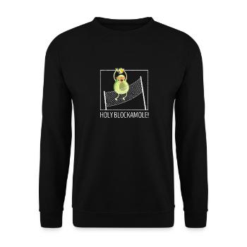 Holy Blockamole Volleyball Funny Sports Trainer - Unisex Sweatshirt - black - Front - Alina (178cm) & Michal (187cm)
