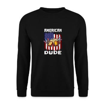 4th Of July Proud American Dude US Flag Pride - Unisex Pullover - Schwarz - Vorne - Alina (178cm) & Michal (187cm)