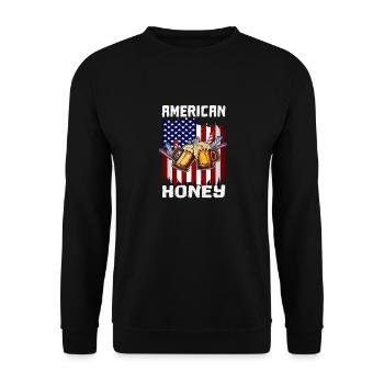 4th Of July Proud American Honey US Flag Pride - Unisex Pullover - Schwarz - Vorne - Alina (178cm) & Michal (187cm)