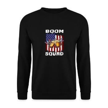 4th Of July Fireworks Boom Squad Party US Flag - Unisex Pullover - Schwarz - Vorne - Alina (178cm) & Michal (187cm)