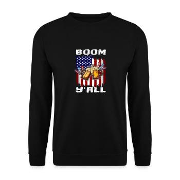 4th Of July Fireworks Party Boom Ya'll US Flag - Unisex Sweatshirt - black - Front - Alina (178cm) & Michal (187cm)