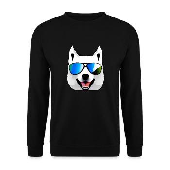 Husky mit Sonnenbrille - Unisex Pullover - Schwarz - Vorne - Alina (178cm) & Michal (187cm)
