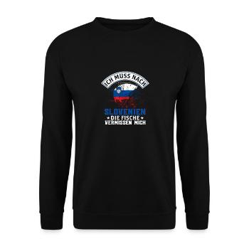 Ich Muss Nach Slovenien Die Fische Vermissen Mich - Unisex Pullover - Schwarz - Vorne - Alina (178cm) & Michal (187cm)