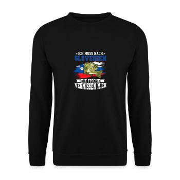 Ich Muss Nach Slovenien Die Fische Vermissen Mich - Unisex Pullover - Schwarz - Vorne - Alina (178cm) & Michal (187cm)