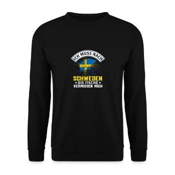 Ich Muss Nach Schweden Die Fische Vermissen Mich - Unisex Pullover - Schwarz - Vorne - Alina (178cm) & Michal (187cm)