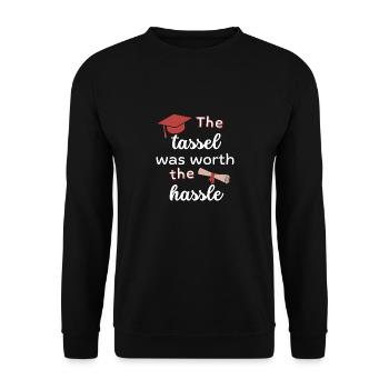 The tassel was worth the hassle, Abitur - Unisex Pullover - Schwarz - Vorne - Alina (178cm) & Michal (187cm)