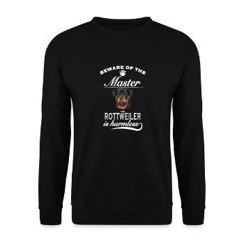 Beware of the master, harmless Rottweiler - Unisex Pullover - Schwarz - Vorne - Alina (178cm) & Michal (187cm)