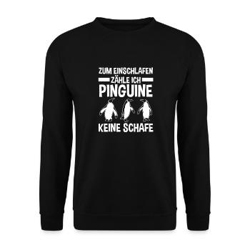 Tiermotiv Pinguin - Unisex Pullover - Schwarz - Vorne - Alina (178cm) & Michal (187cm)