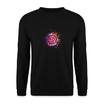 Aquarell Volleyball Liebhaber Fan Trainer - Unisex Pullover - Schwarz - Vorne - Alina (178cm) & Michal (187cm)